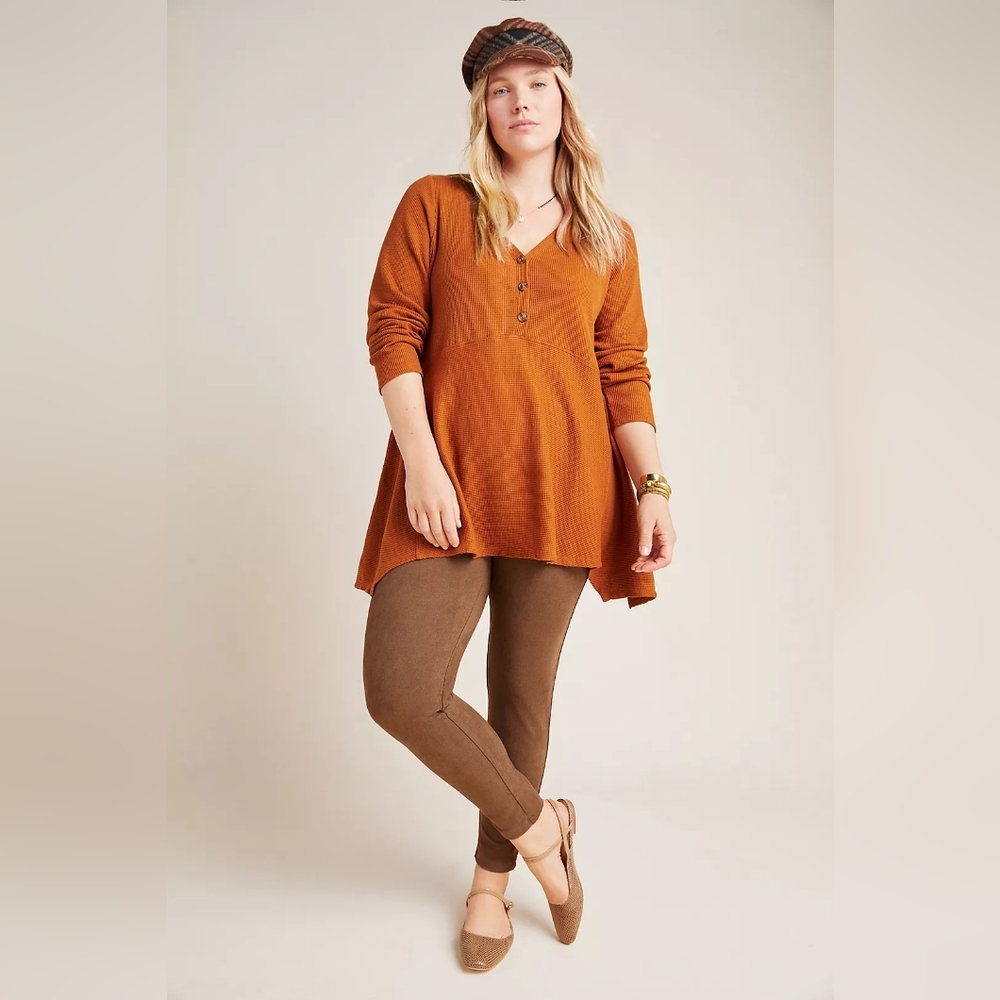 Women's Rust Tunic Top Maeve Eliza Henley Babydoll Tunic Size Large